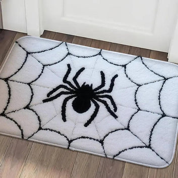 Gothic Halloween Doormat - Spooky Ghost, Spiderweb, Pumpkin, Cat & Bat Design Witch Home Decor