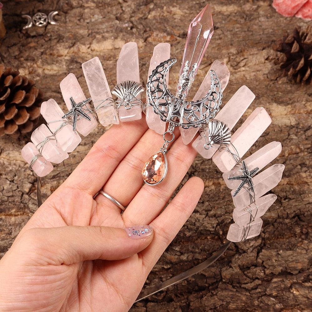 Natural Crystal Tiaras Crown Witchy Hair Accessories-MoonChildWorld