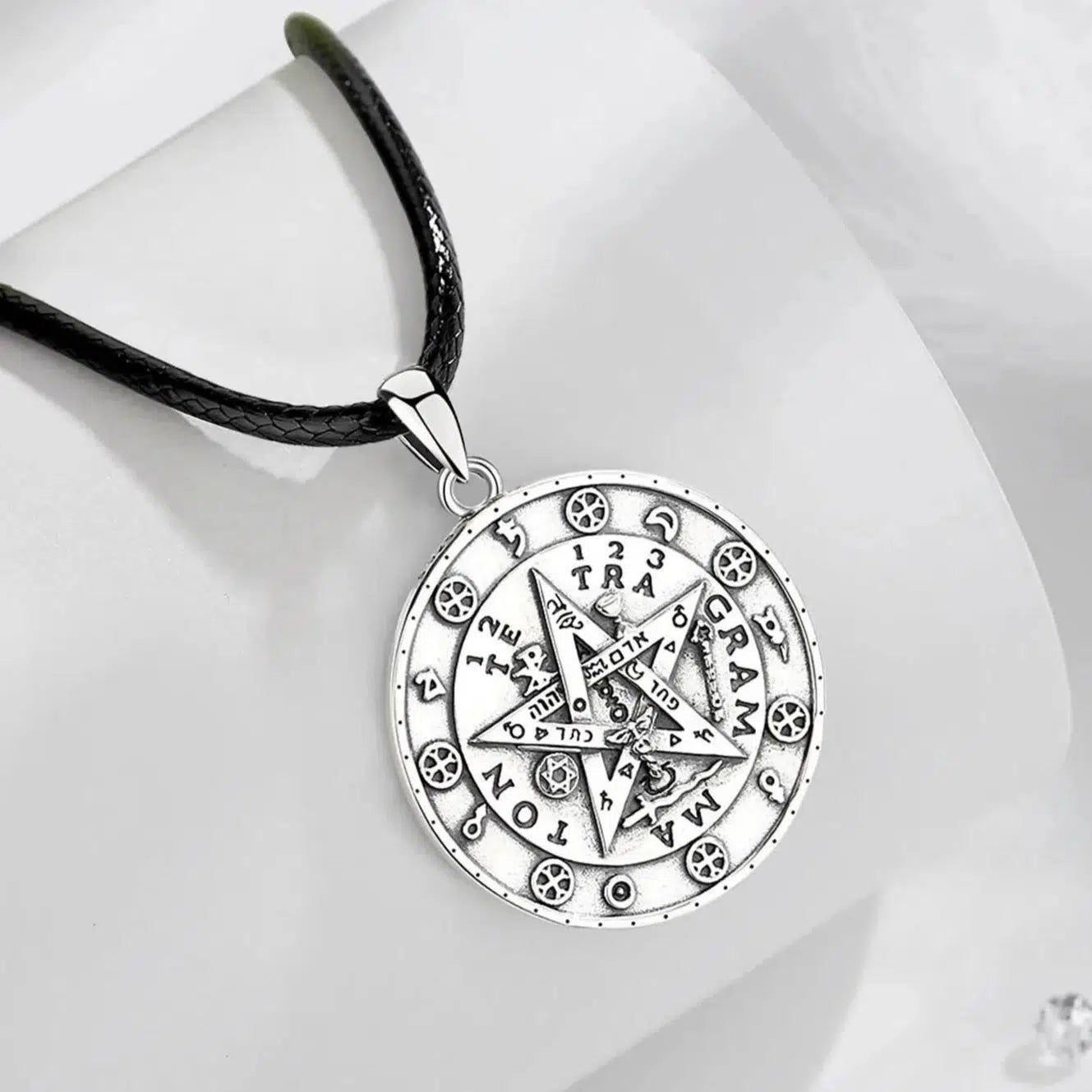 Pentacle Runes Necklace Pagan Jewelry-MoonChildWorld