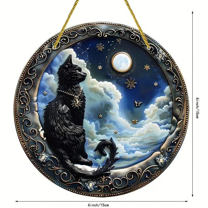 Black Cat Acrylic Suncatcher Black Cat Window Decorations-MoonChildWorld