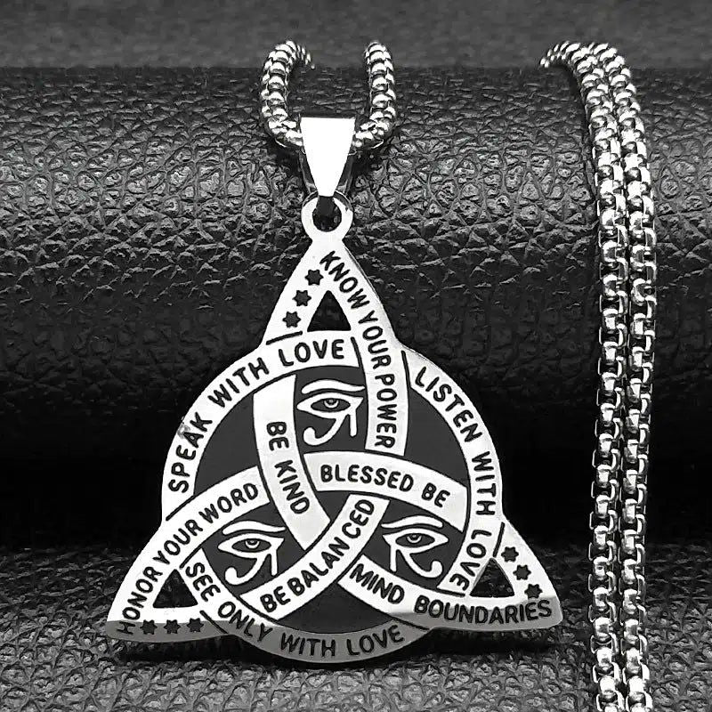 Eye of Horus Necklace Triquetra Celtic Knot Witchcraft Necklace-MoonChildWorld