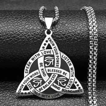 Eye of Horus Necklace Triquetra Celtic Knot Witchcraft Necklace