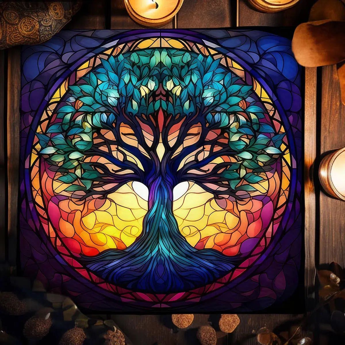 Tree of Life Tarot Tablecloth Witchcraft Altar Cloth For Divination and Oracle Readings-MoonChildWorld