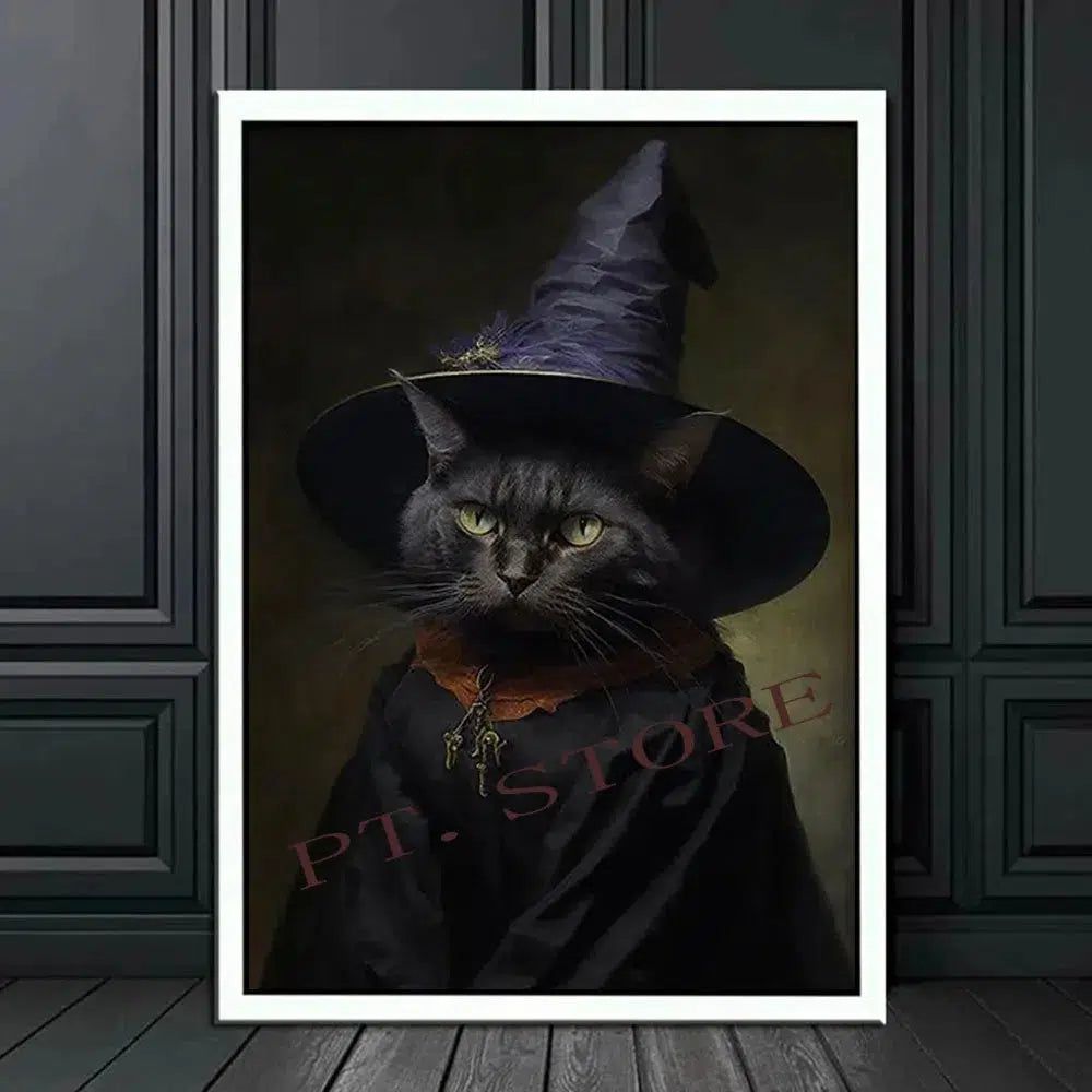 Black cat Raven Halloween Poster Dark Witch Gothic Canvas-MoonChildWorld