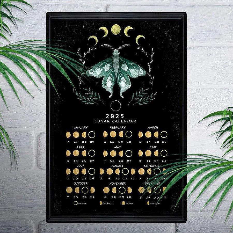 Witchy Metal Wall Art 2025 Wicca Moon Phases Calendar 2025 Lunar Moon Calendar-MoonChildWorld