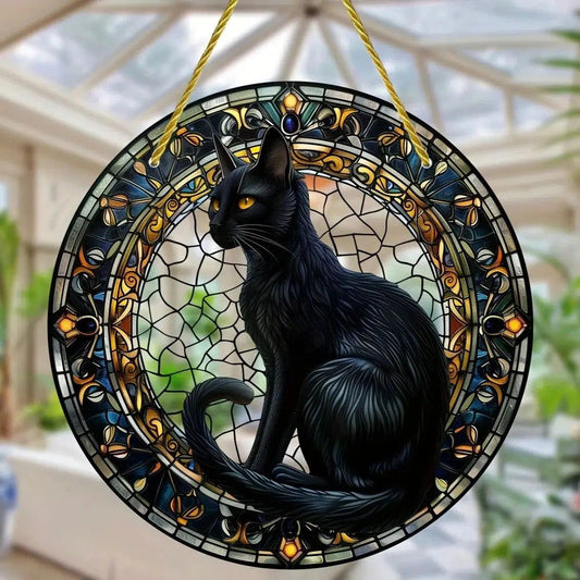 Occult Black Cat Suncatcher Witchy Acrylic Sign