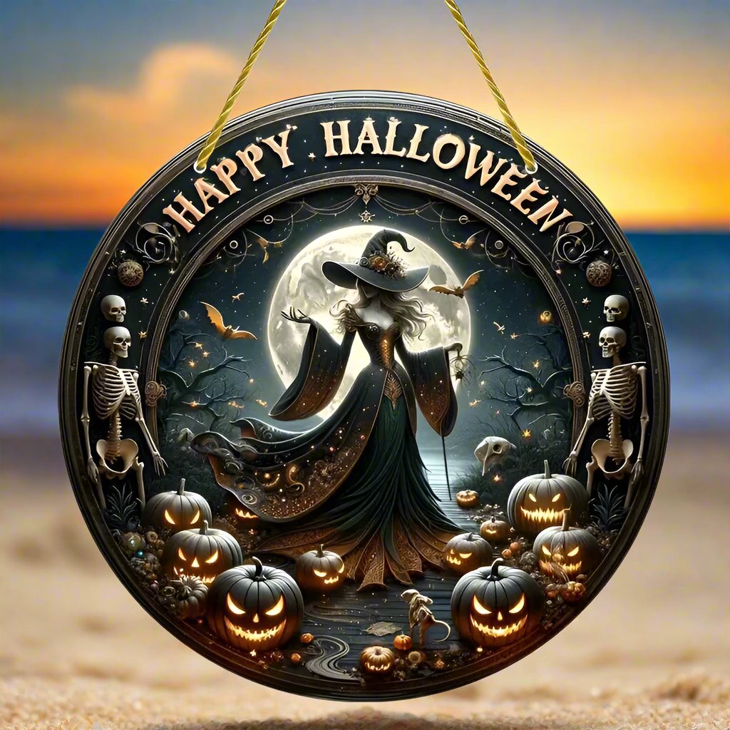 Happy Halloween Acrylic Sign Gothic Window Hanging For Halloween Decorations-MoonChildWorld