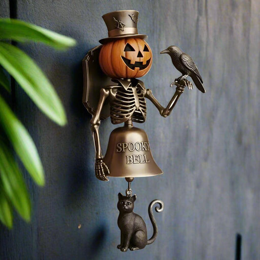 Spooky Halloween Witch Door Bell Vintage Style Shopkeepers Bell Metal Door Chime - Gothic Bell for Witchy Home Front Door