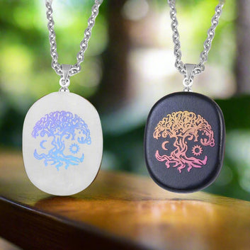 Natural Stone Necklace Obsidian Sun Moon Viking Constellations Metatron Chakra Reiki Spiritual Protection Necklace