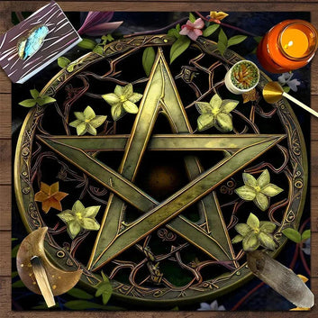 Witchcraft Pentagram Tarot Tablecloth Pagan Pentacle Altar Cloth Wicca Divination Cloth