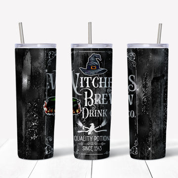 Black Witches Brew Halloween Tumbler - Witch Tumbler-MoonChildWorld