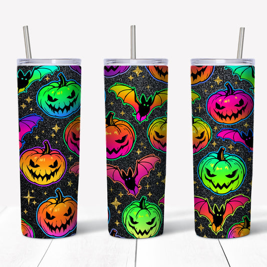 Pumpkin Bat Witch Tumbler - Halloween Tumbler