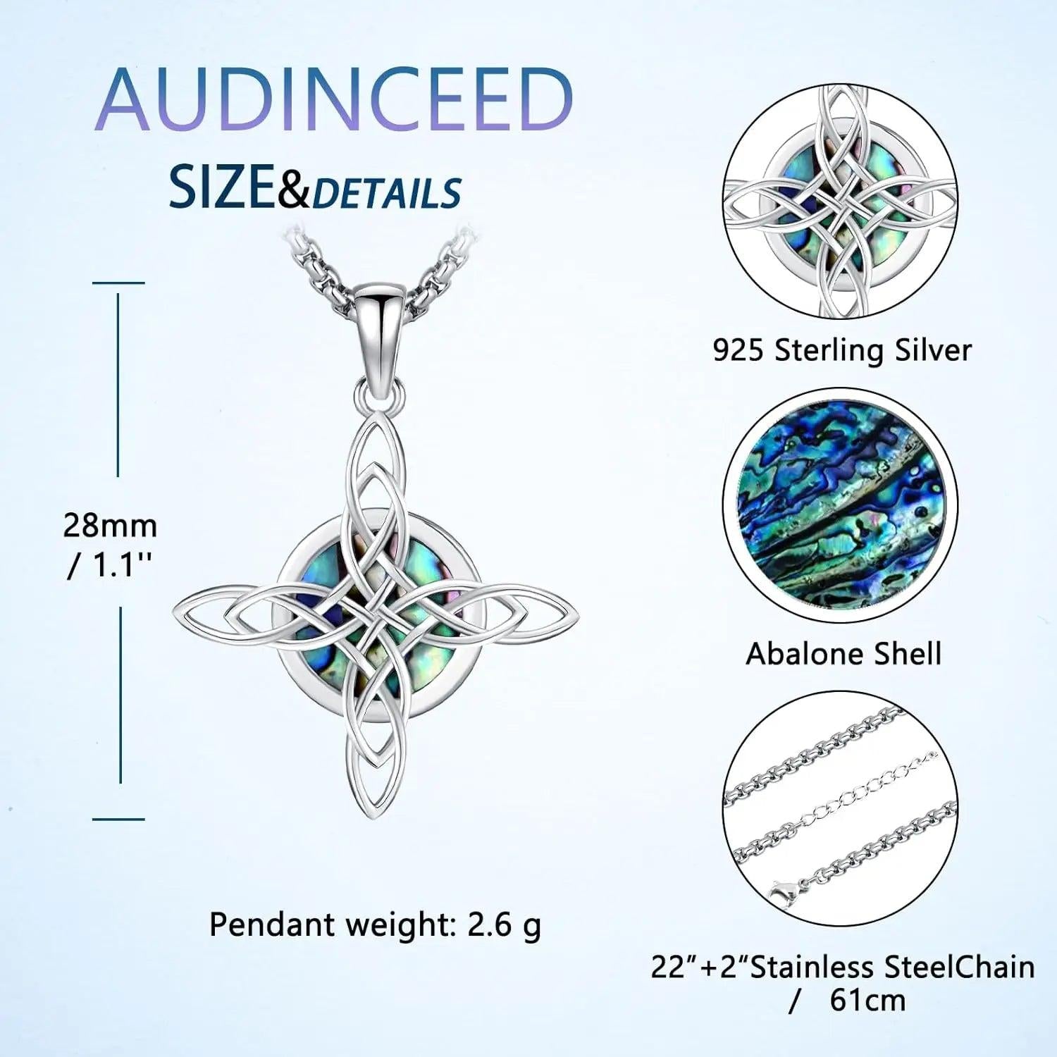 Celtic Knot Cross Necklace 925 Sterling Silver Witches Trinity Knot Pendant Protection Amulet Necklace Wiccan Gift for Women Men-MoonChildWorld