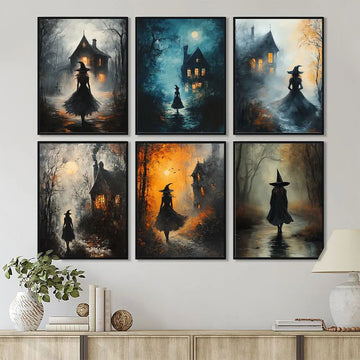 Dark Witch Posters Spooky Mystic Witch Wall Art Print Dark Academia Gothic Victorian Canvas Painting Halloween Decor-MoonChildWorld