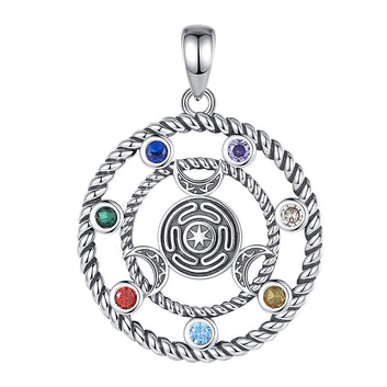7 Chakras Hecate Wheel Necklace Moon Goddess Wicca Amulet Jewelry-MoonChildWorld