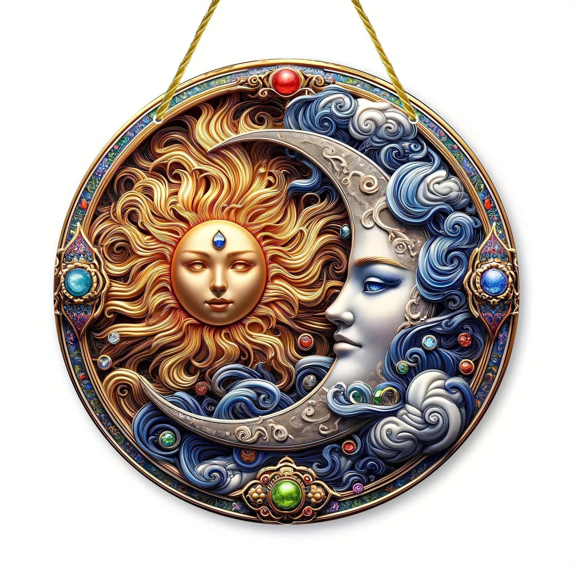 Sun Moon Goddess Suncatcher Celestial Acrylic Sign Sun Moon Window Hanging-MoonChildWorld