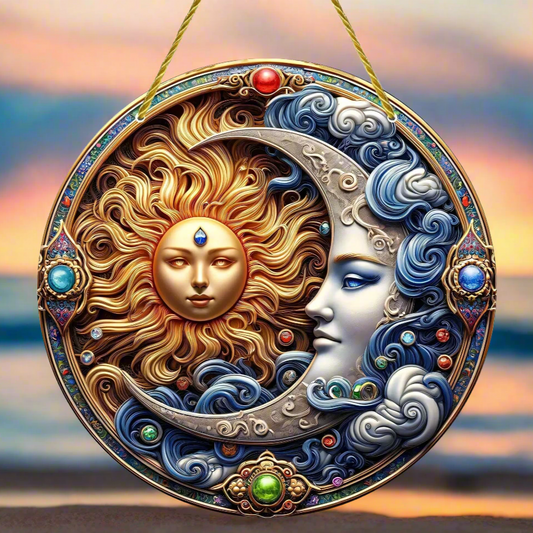 Sun Moon Goddess Suncatcher Celestial Acrylic Sign Sun Moon Window Hanging