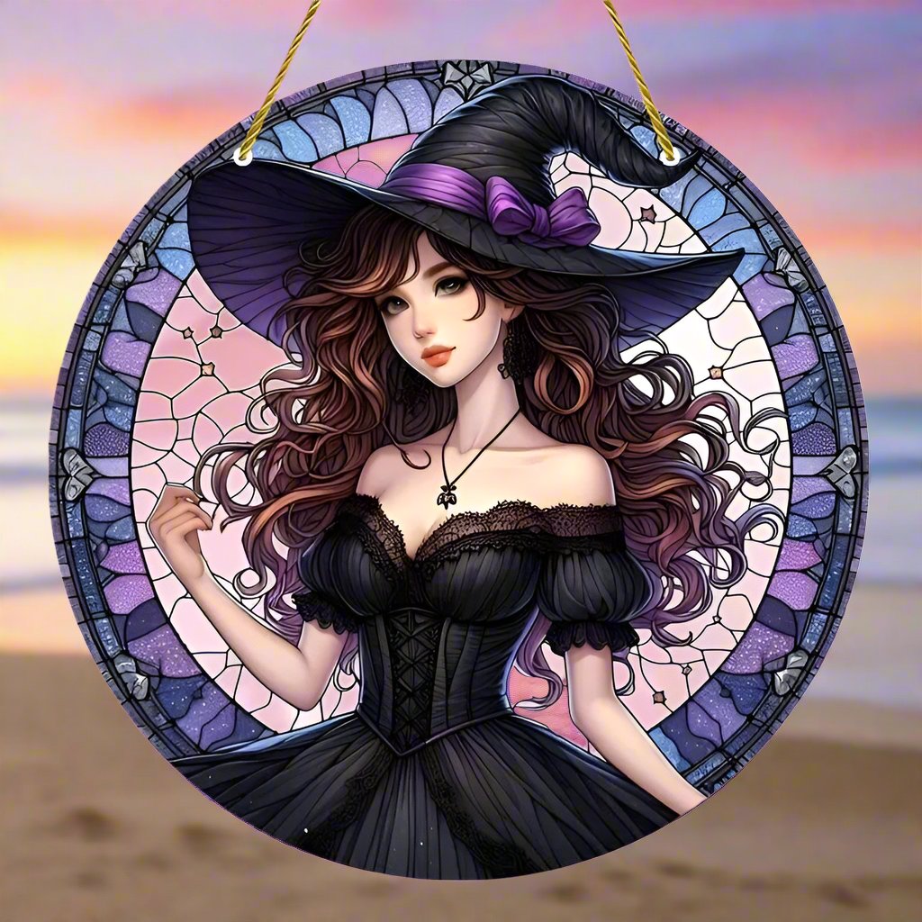 Mystic Witch Suncatcher For Halloween Witchy Window Hanging-MoonChildWorld