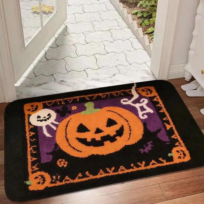 Gothic Halloween Doormat - Spooky Ghost, Cat & Bat Design - Witchy Home Decor-MoonChildWorld
