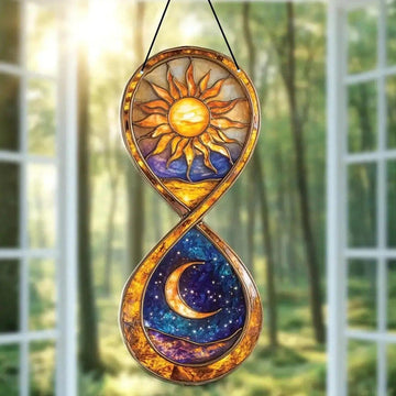 Boho Acrylic Sun Moon Hourglass Acrylic Suncatcher Wicca Wall Hanging Celestial Art Decor-MoonChildWorld