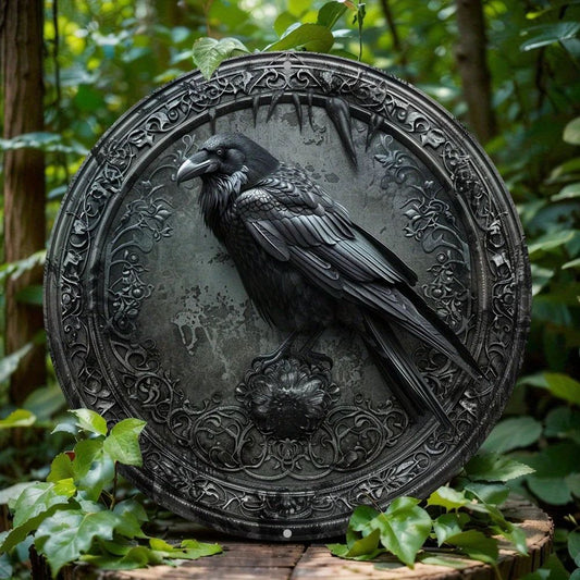 Witch Crow Black Raven Metal Sign Gothic Decor