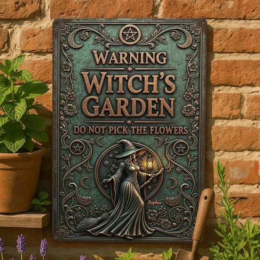 Enchanted Garden Witch Wall Art Wicca Home Decor Pagan Metal Sign