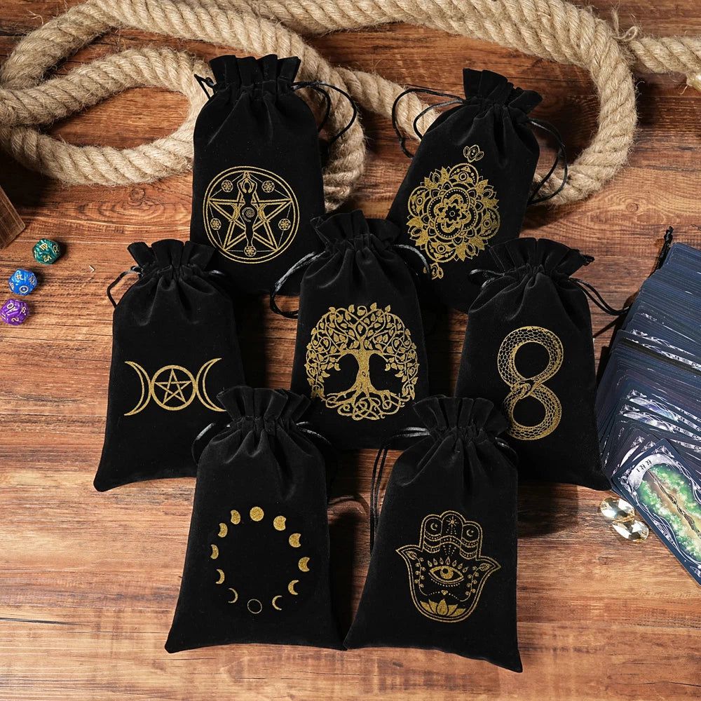 Black Velvet Tarots Cards Storage Bag-MoonChildWorld