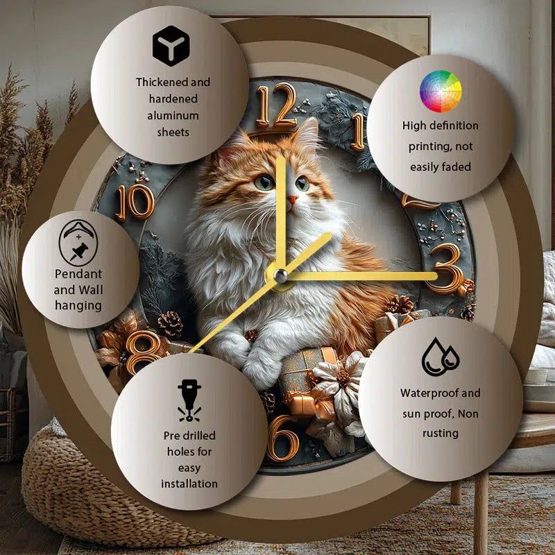 Persian Cat Siamese Cat Wall Clock for Cat Lovers-MoonChildWorld