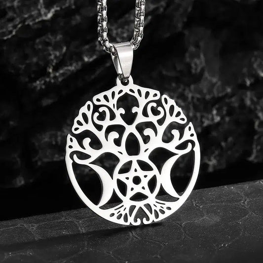 Pentagram Tree of Life Necklace Pagan Jewelry