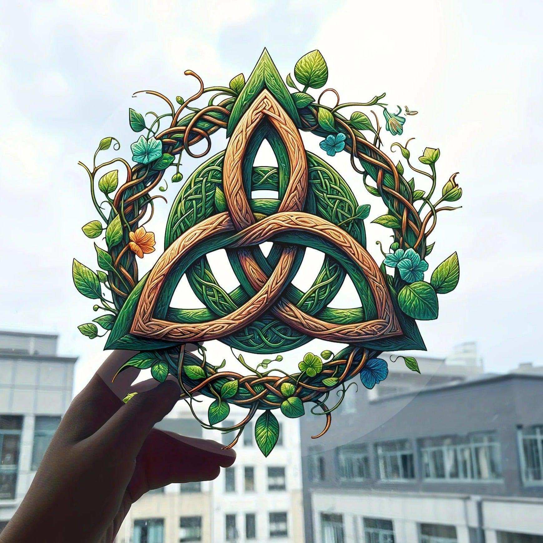 Celtic Triquetra Suncatcher Pagan Acrylic Round Sign Wicca Wall Hanging-MoonChildWorld