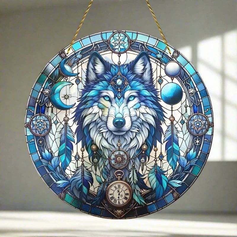 Spirit Wolf Suncatcher Wolf Acrylic Sign Wolf Window Decor-MoonChildWorld