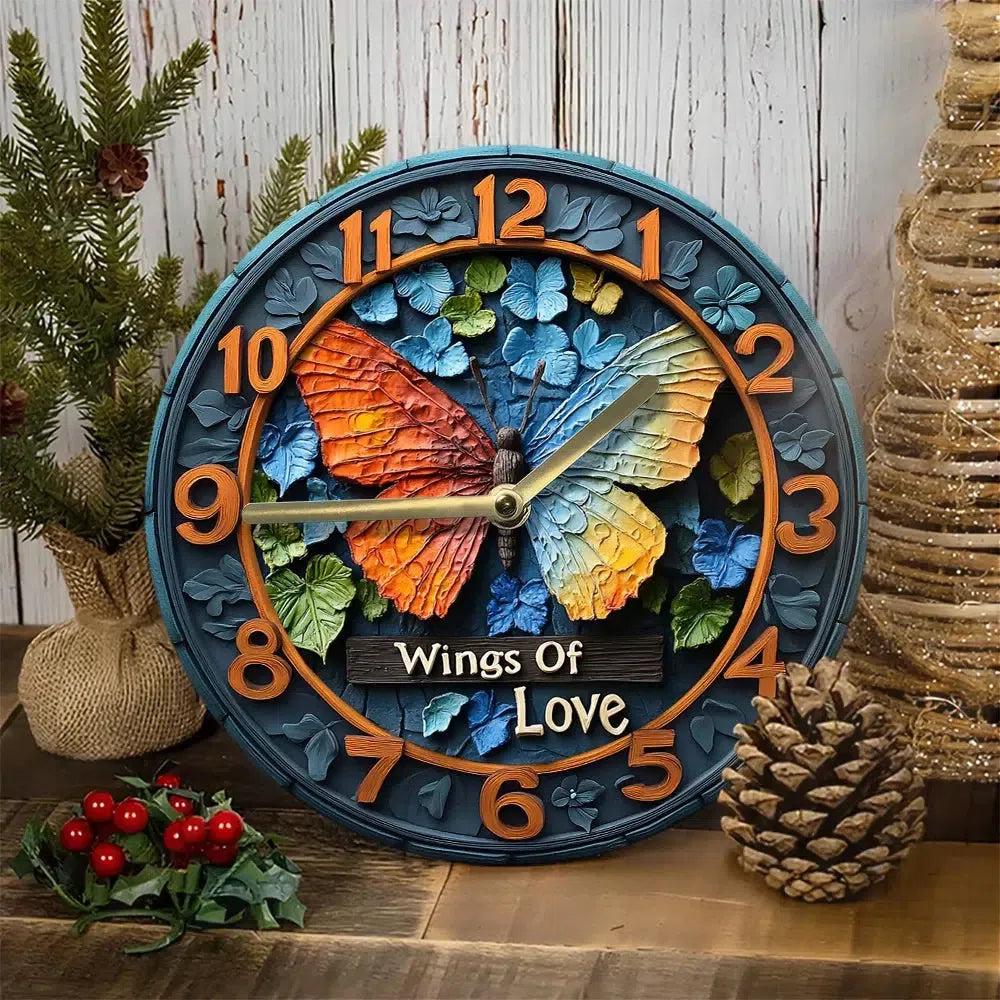 Wall Clock with Butterfly Design - Boho Butterfly Metal Clock-MoonChildWorld