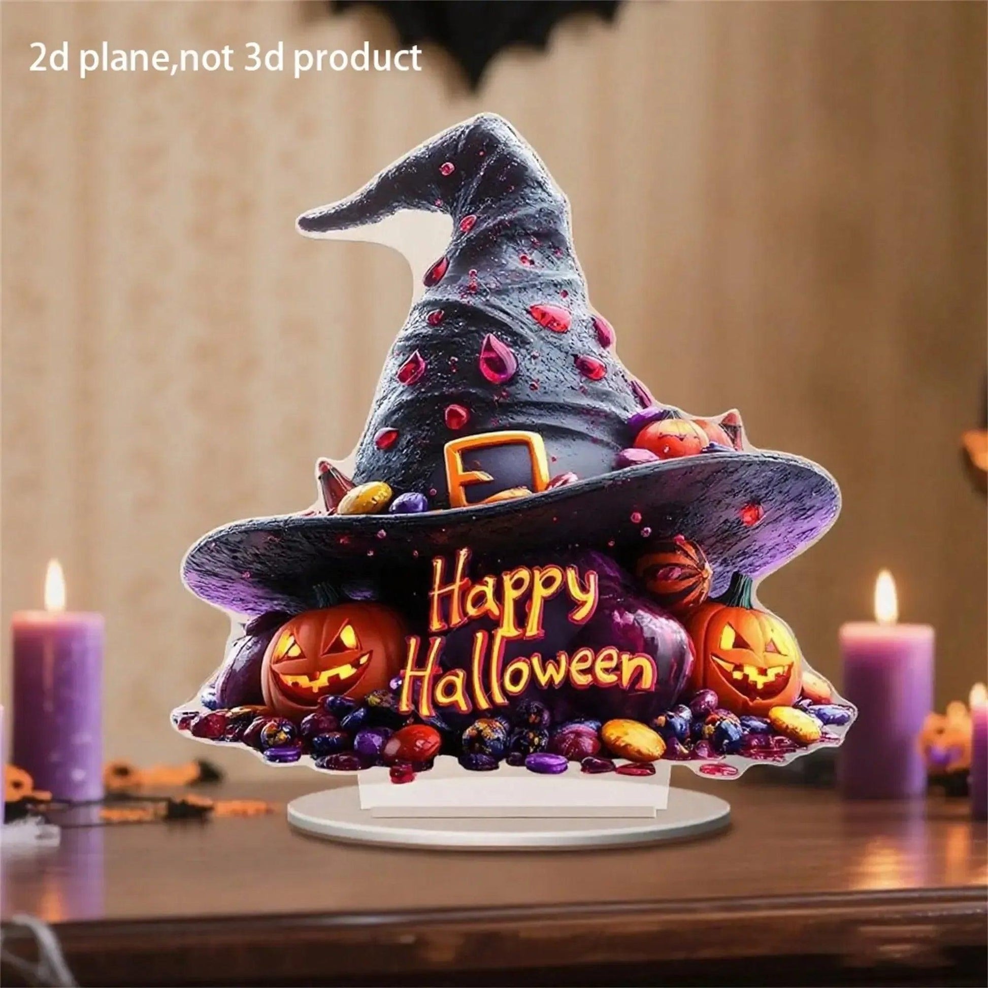 Gothic Crow Witch Raven 2D Flat Acrylic Table Ornaments Spooky Halloween Decorations-MoonChildWorld
