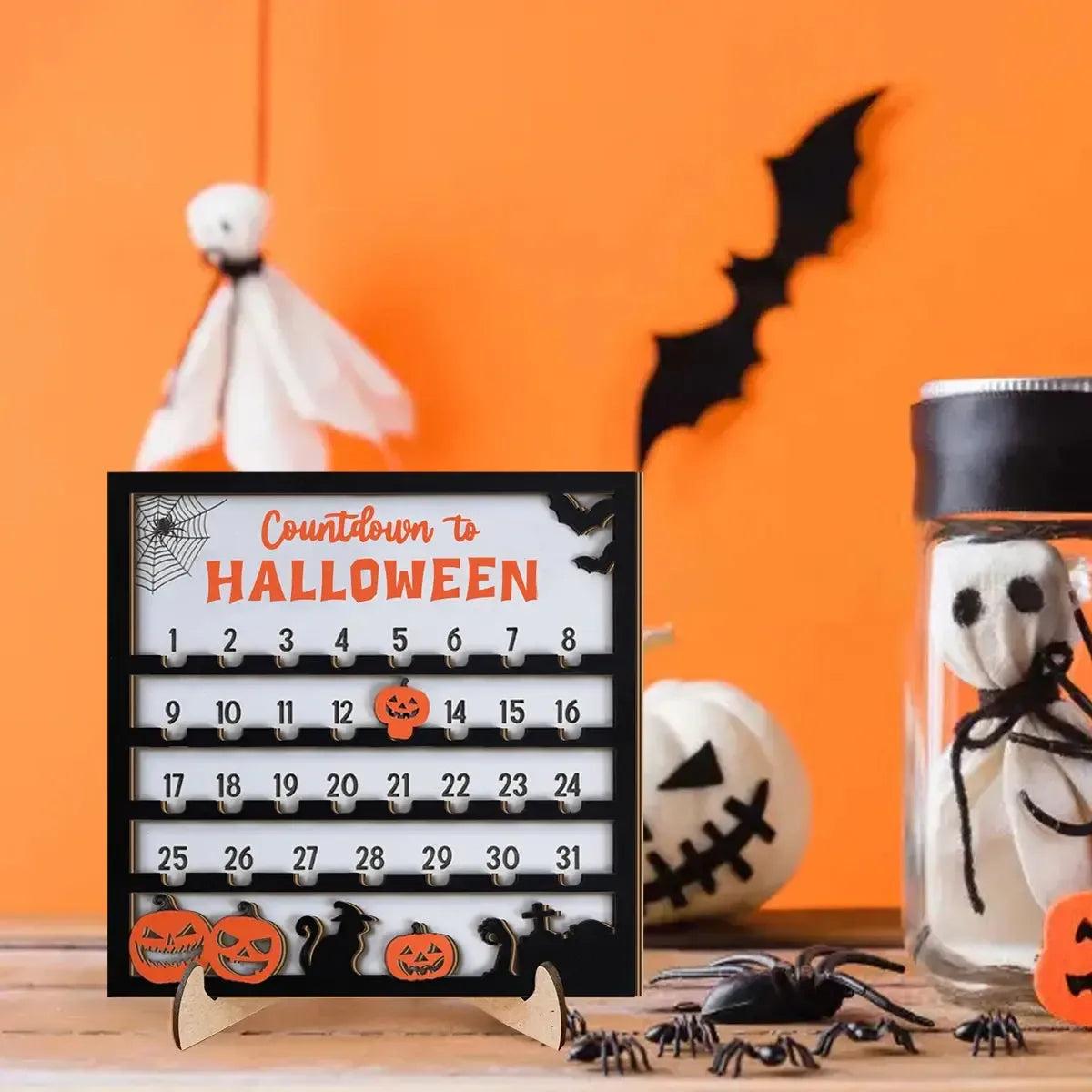 3D Halloween Countdown Wooden Ornament - Witch Decoration for Halloween Season-MoonChildWorld