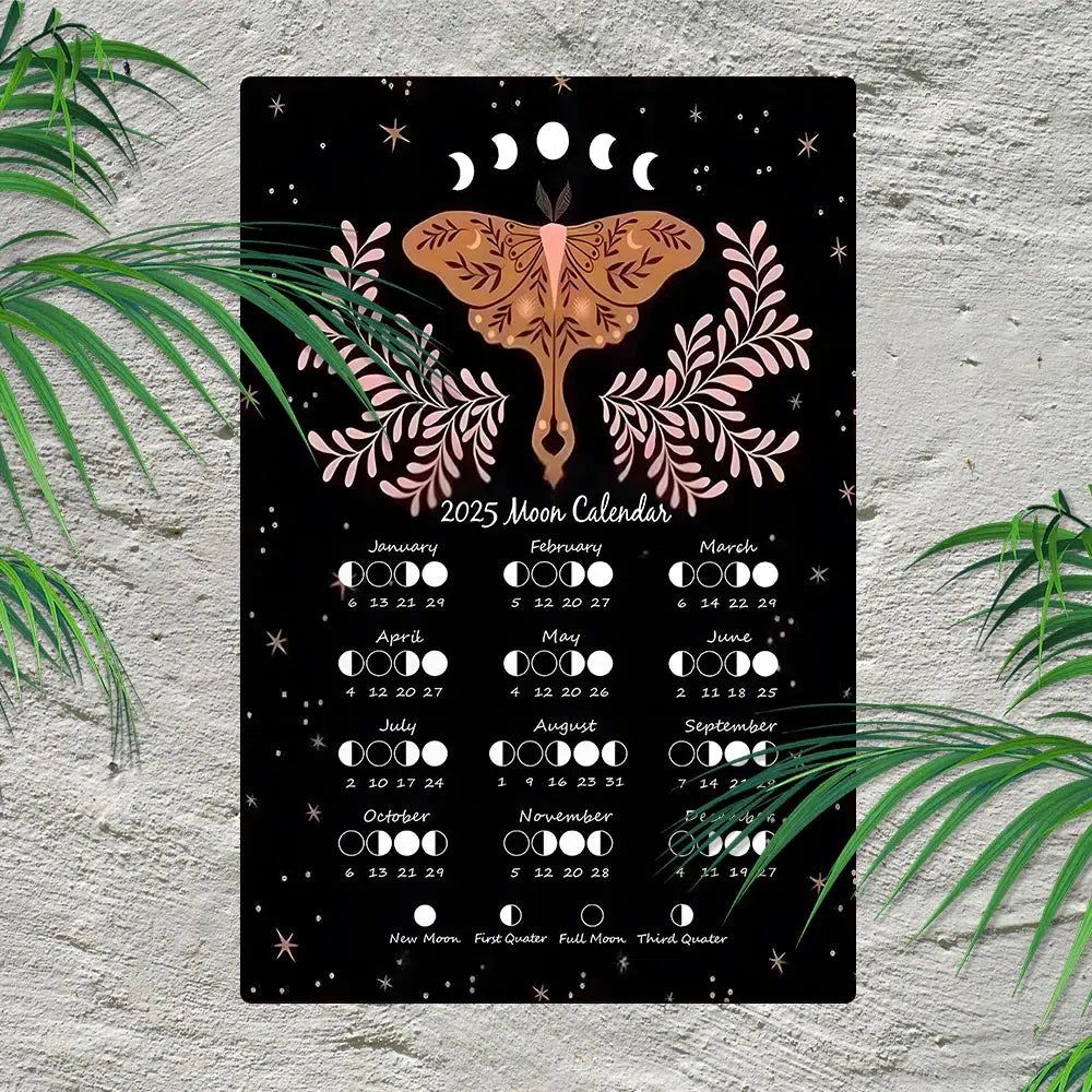 Wiccan Metal Wall Art 2025 Moon Phases Calendar 2025 Lunar Moon Calendar-MoonChildWorld