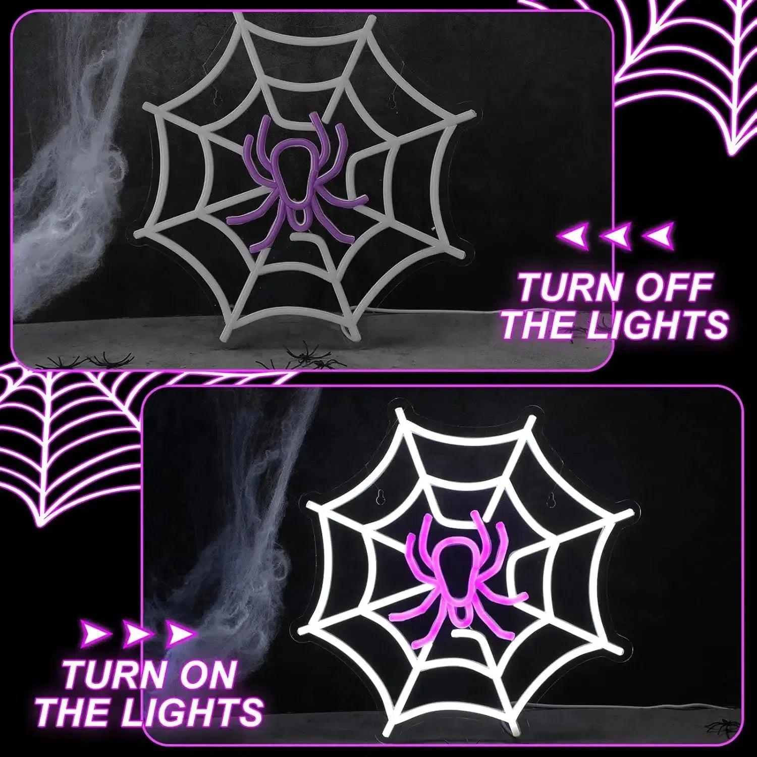 Witchy Spider Web Neon Signs Spider Gothic LED Neon Light Halloween Wall Decor-MoonChildWorld