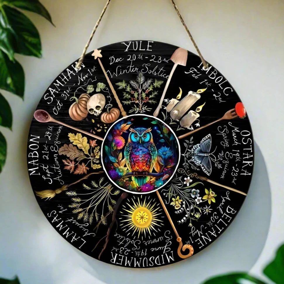 Magical Wheel of Year Pagan Festival Sign Pagan Calendar Wooden Sign-MoonChildWorld