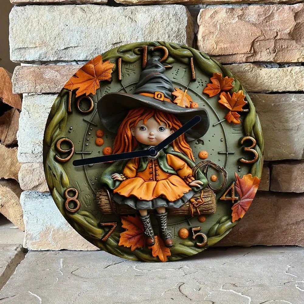 Cute Witch Wall Clock Mystic Witch Home Decor-MoonChildWorld