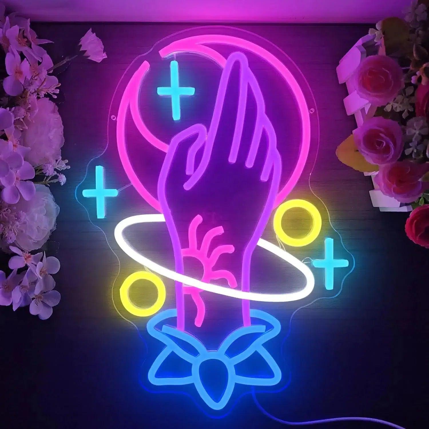 Spiritual Hand Witchy Neon Sign Tarot Neon Signs for Wiccan Wall Decor - Magic hand LED Neon Light-MoonChildWorld