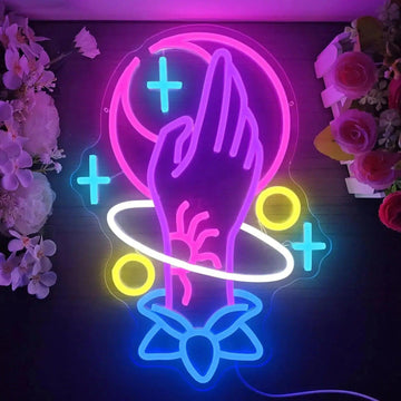 Spiritual Hand Witchy Neon Sign Tarot Neon Signs for Wiccan Wall Decor - Magic hand LED Neon Light-MoonChildWorld