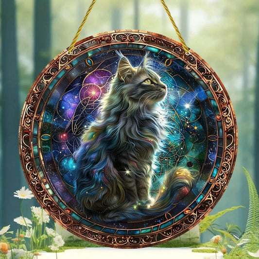 Mystical Cat Suncatcher Occult Cat Acrylic Window Hanging Ornament