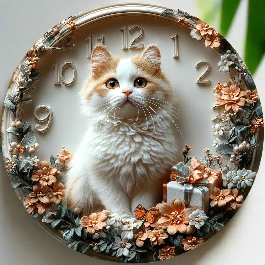 Persian Cat Wall Clock for Cat Lovers Christmas Decorations-MoonChildWorld