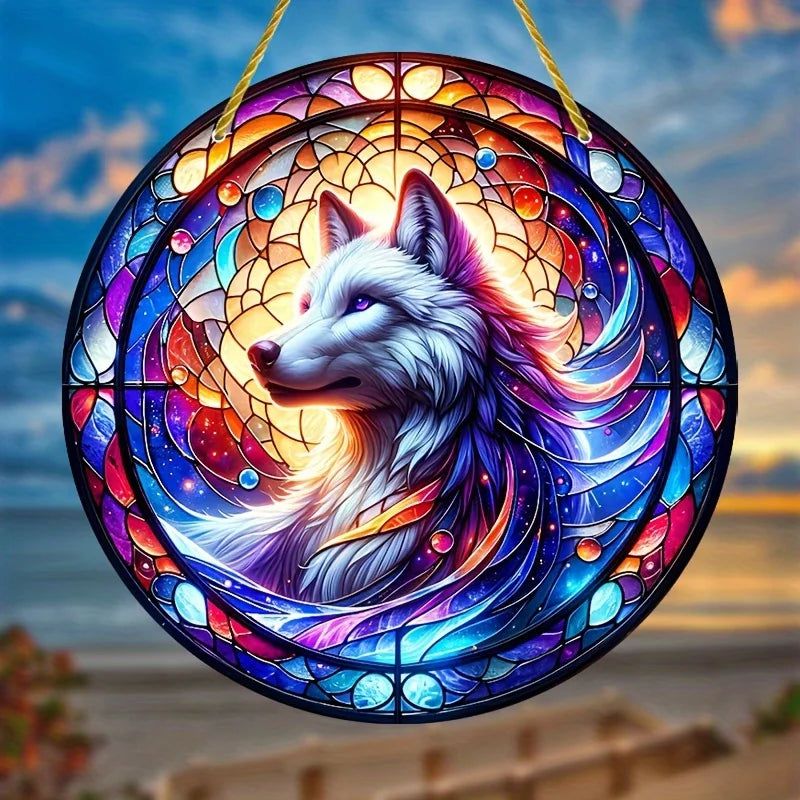 Spirit Wolf Suncatcher Window Decor Wolf Acrylic Sign-MoonChildWorld