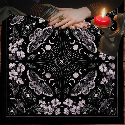 Moon Moth Floral Witchy Altar Cloth Wicca Tarot Card Tablecloth Divination Cloth Witchcraft Astrology Supplies