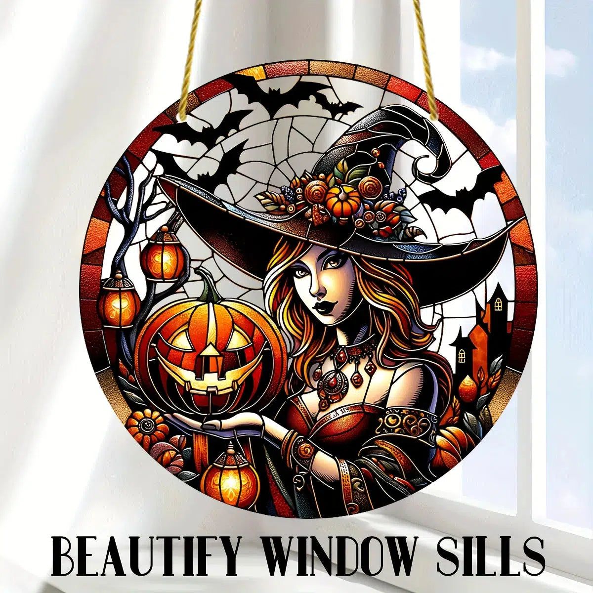 Enchanting Witch Suncatcher Halloween Window Art-MoonChildWorld