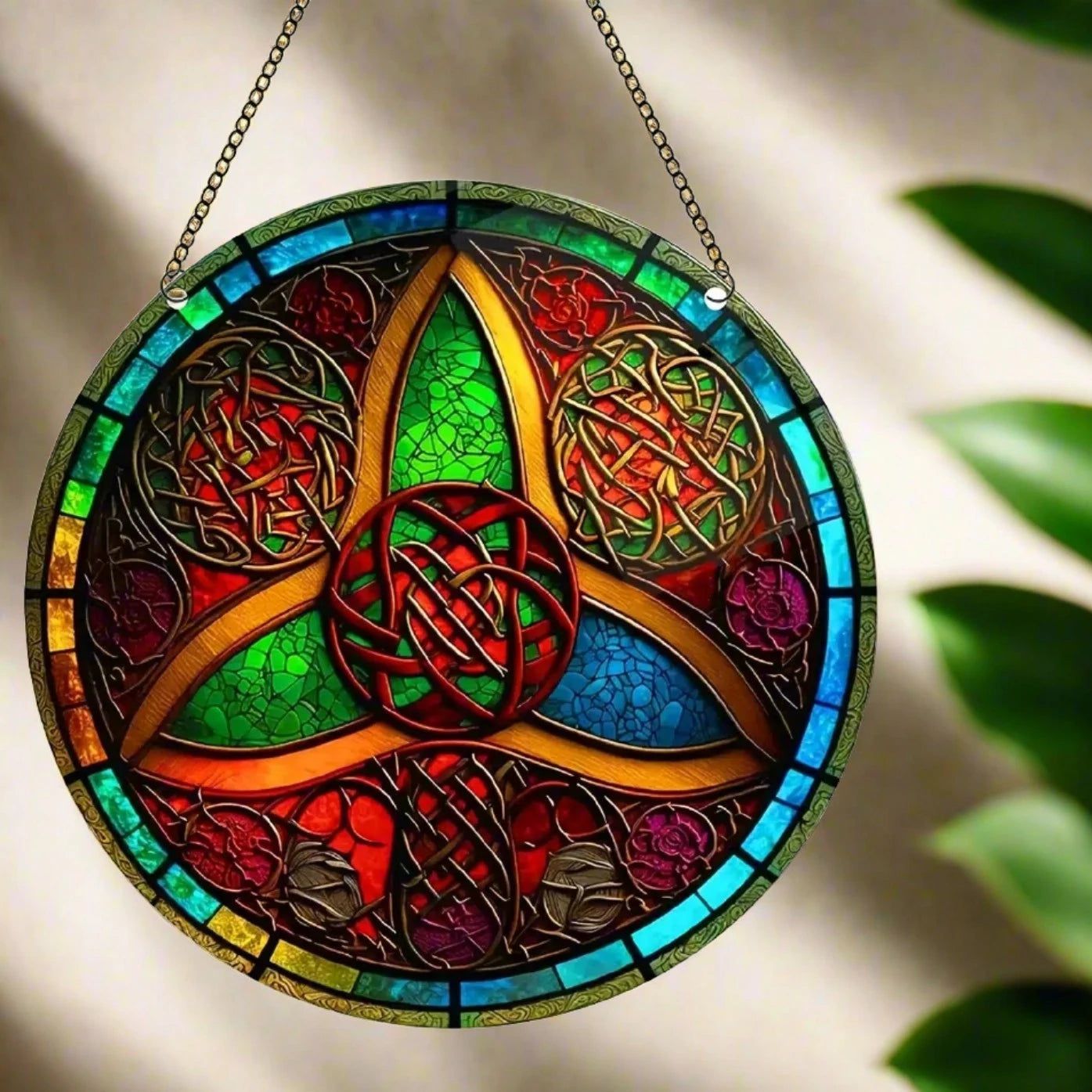 Celtic Triquetra Suncatcher Spiritual Acrylic Sign Pagan Window Wall Hanging-MoonChildWorld