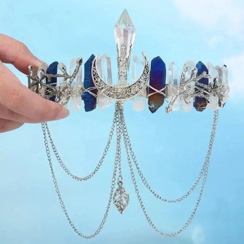 Natural Crystal Crown Goddess Tiara Moon Hair Accessories