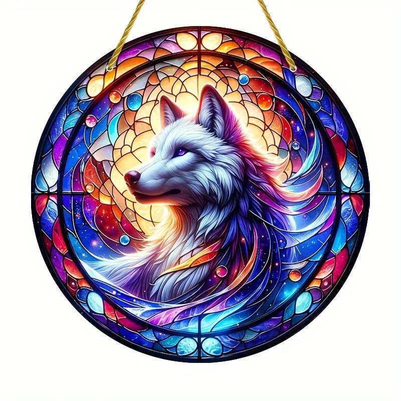 Spirit Wolf Suncatcher Window Decor Wolf Acrylic Sign-MoonChildWorld