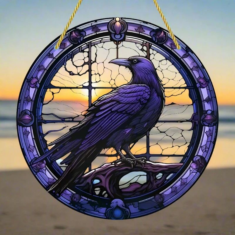 Dark Raven Gothic Suncatcher Crow Window Decor Whimsical Crow Decor Crow Suncatcher-MoonChildWorld