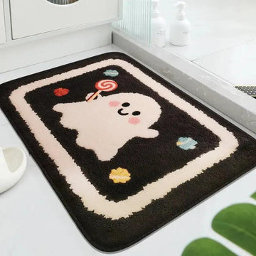 Witchy Welcome Mat Gothic Halloween Decor with Cute Ghost, Spooky Pumpkin-MoonChildWorld
